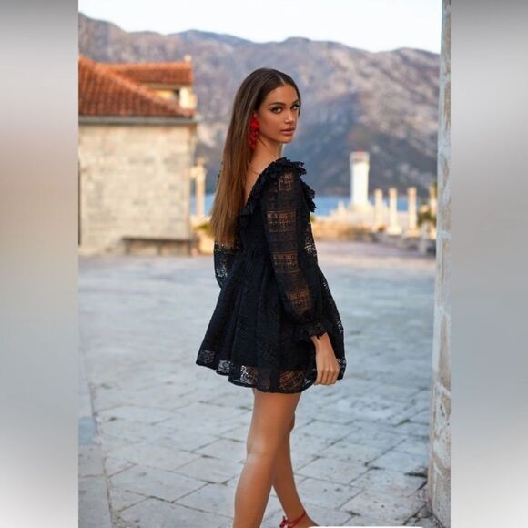 NWT Alamour Sierra Mini Black Dress Lace Size L - Picture 7 of 14